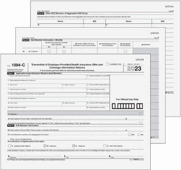 IRS ACA Form 1094-C Transmittal (50 Laser 3-Page Sets)