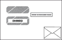 Double Window DIAGONAL SEAM Envelope for 2-Up 1098, 1099, 5498 Forms and COMPUTER DRAWN 1095-B, 1095-C, 1098-C (5 5/8 in x 9 in) (Designed for Machine Inserting Equipment) (100 Envelopes)
