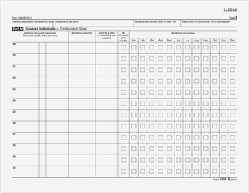 IRS ACA Form 1095-B Continuation Sheet (50 Laser Cut Sheets)