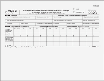 IRS ACA Form 1095-C Employer-Provided Health Insurance Offer and Coverage (500 Laser Cut Sheets)