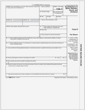 1098-C Copy B for Donor's Federal Return (50 Laser Cut Sheets)
