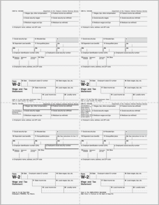 Preprinted M-Style Alternate W-2 4-Up Employer Copy (1/D, 1/D, 1/D, 1/D) (500 Laser Cut Sheets)