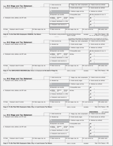 Preprinted W-2 4-Up Horizontal Employee Copy (B-C-2-2) (50 Laser Cut Sheets)