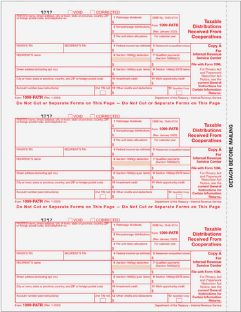 1099-PATR Copy A for IRS (50 Laser Cut Sheets)
